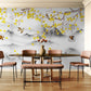 Extra large botanical wallpaper, peel and stick wall mural with oriental motifs, accentual wallpaper with trees and birds