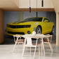 Extra large wallpaper with yellow car, peel and stick wallpaper for boy room, nursery wallcovering, temporary wallpaper