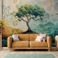 Tree of life wallpaper, botanical peel and stick wall mural, self adhesive wallpaper with large tree image, removable wallpaper mural, colorful nature wall mural, accent wallpaper