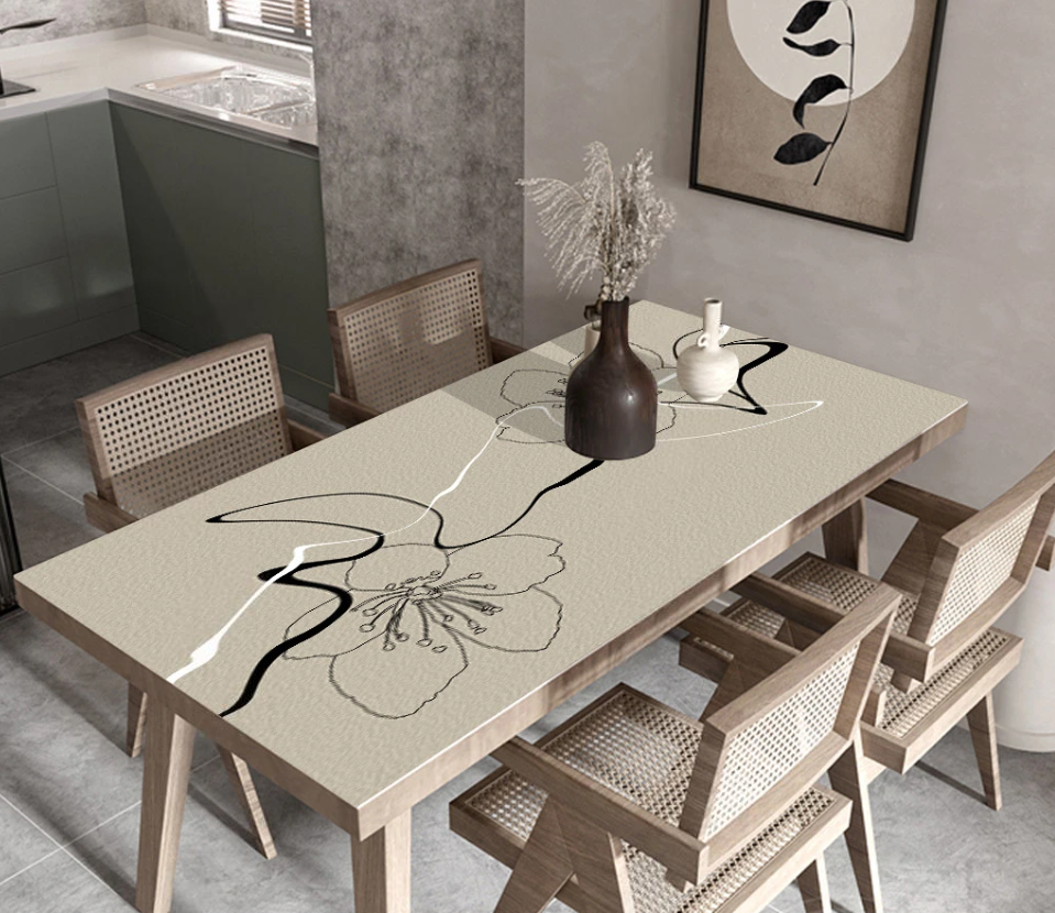 Tischdecke mit Lederprint, Tischschutz, für die Küche "Sakura"