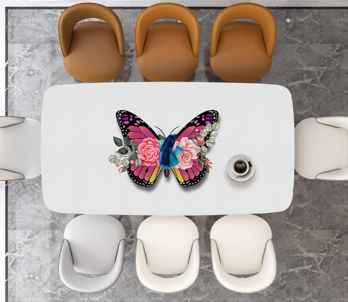 PVC-Tischdecke mit Lederstruktur für den Esstisch, Abdeckung für den Küchentisch „Pink Monarch“