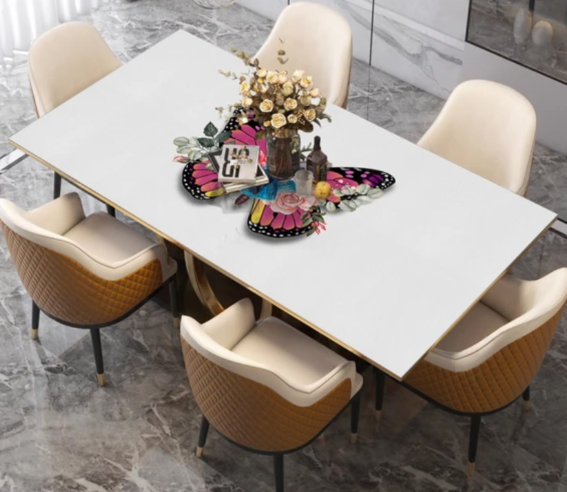 PVC-Tischdecke mit Lederstruktur für den Esstisch, Abdeckung für den Küchentisch „Pink Monarch“