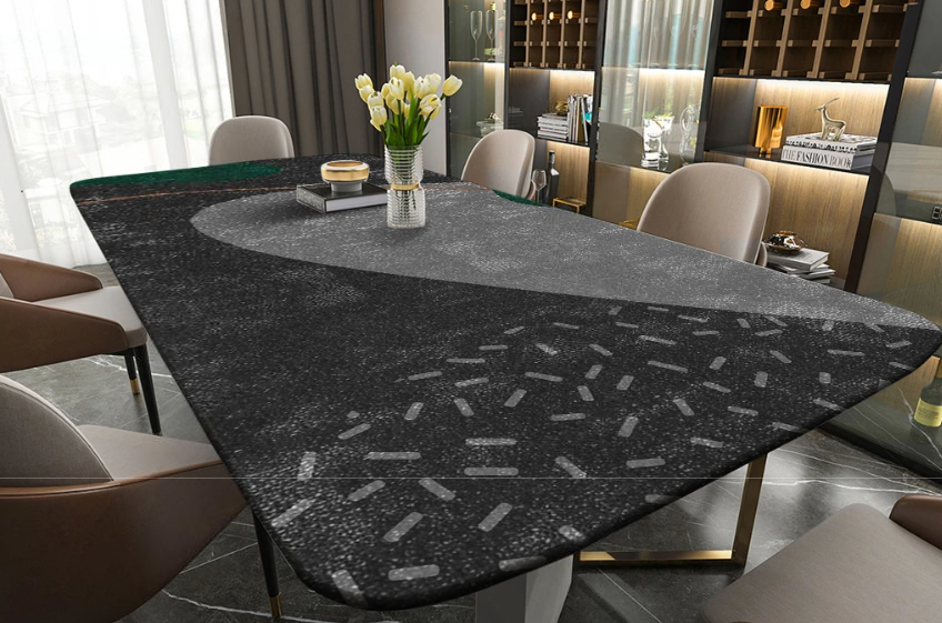 Tischdecke für den Essbereich im modernen Stil, wasserdichte Tischfolie „Black Rock“
