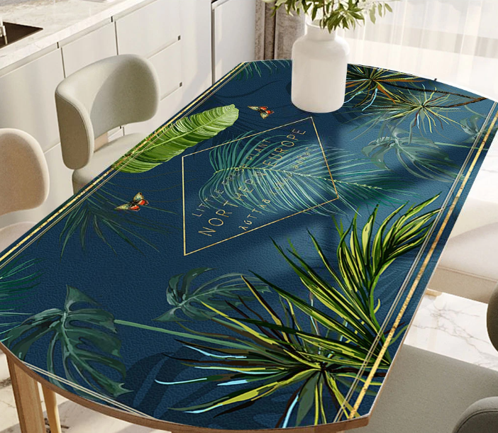 Tischdecke in Lederoptik mit Print in verschiedenen Größen, wasserfeste Tischfolie „Northern Europe“