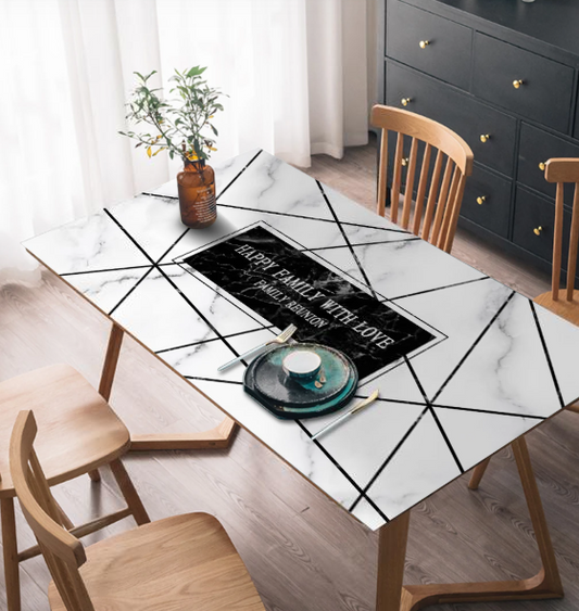 Tischdecke mit Muster für den Küchentisch, Tischauflage für die Küche „Happy Family“