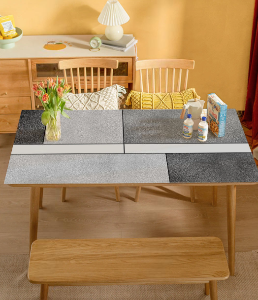 Tischdecke für den Essbereich im modernen Stil, wasserdichte Tischfolie „Grey Blocks“