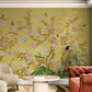 Birds and trees wall mural, botanical wallpaper, self adhesive nature wall mural, floral japandi wall mural, chinoiserie wallpaper, peel and stick wallpaper mural for living room