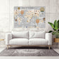 Boy nursery wall art, Children's world map wall art paintings on canvas, home wall decor, canvas painting, multi panel wall art extra large