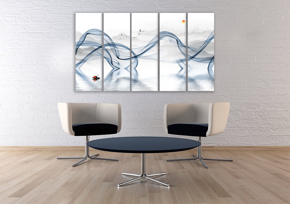 Blue wave abstract Abstract wall art paintings on canvas, home wall decor, canvas painting, asian wall art huge wall art abstract painting