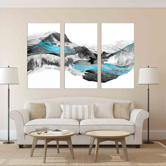 Abstract waves, Abstract wall art paintings on canvas, home wall decor, canvas painting, blue wave abstract, mountain wall art