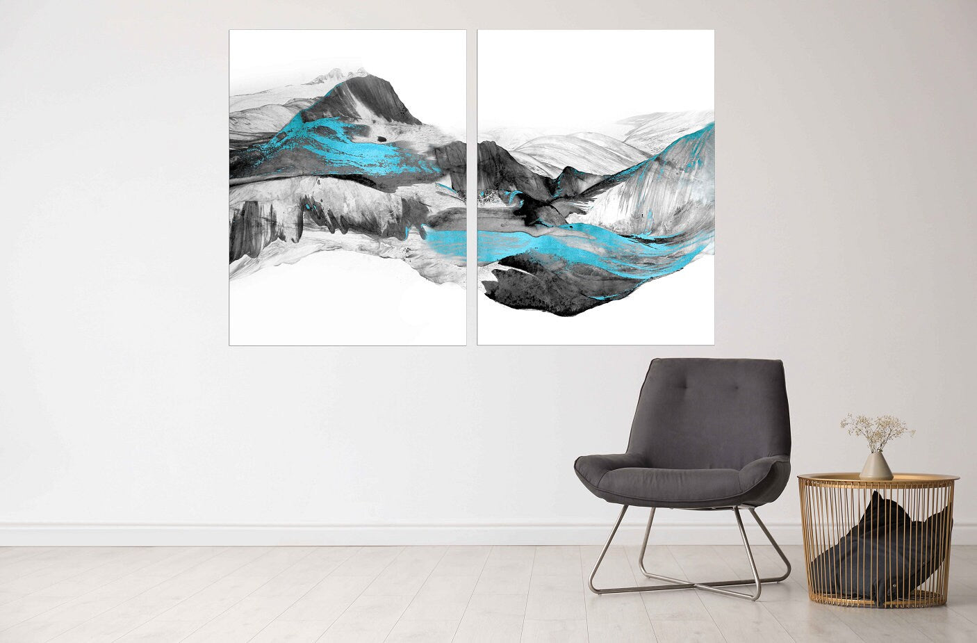 Abstract waves, Abstract wall art paintings on canvas, home wall decor, canvas painting, blue wave abstract, mountain wall art