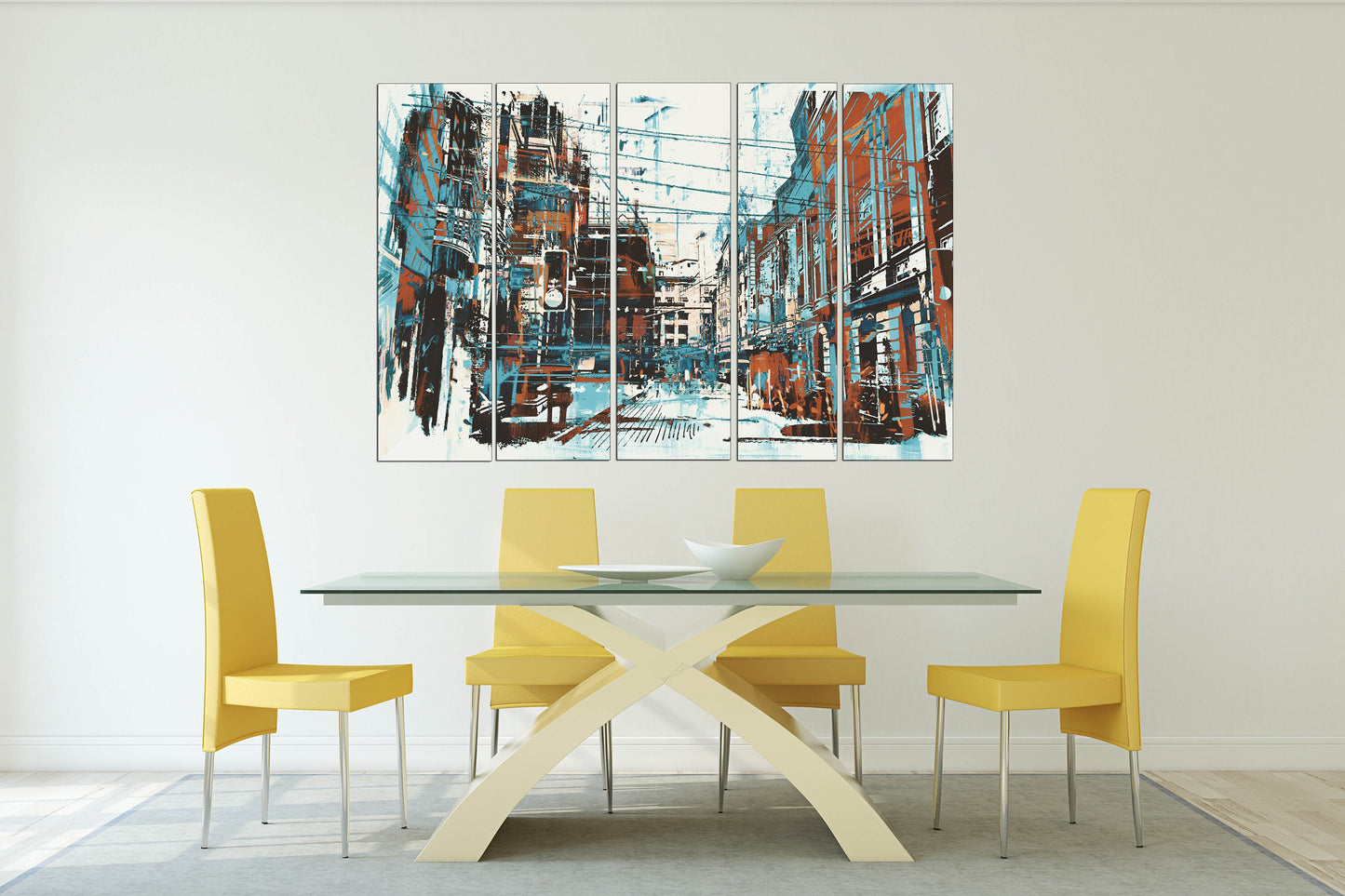 Abstract canvas, wall art paintings on canvas, home decor, city multi panel wall art, canvas print, trendy wall art, city street art