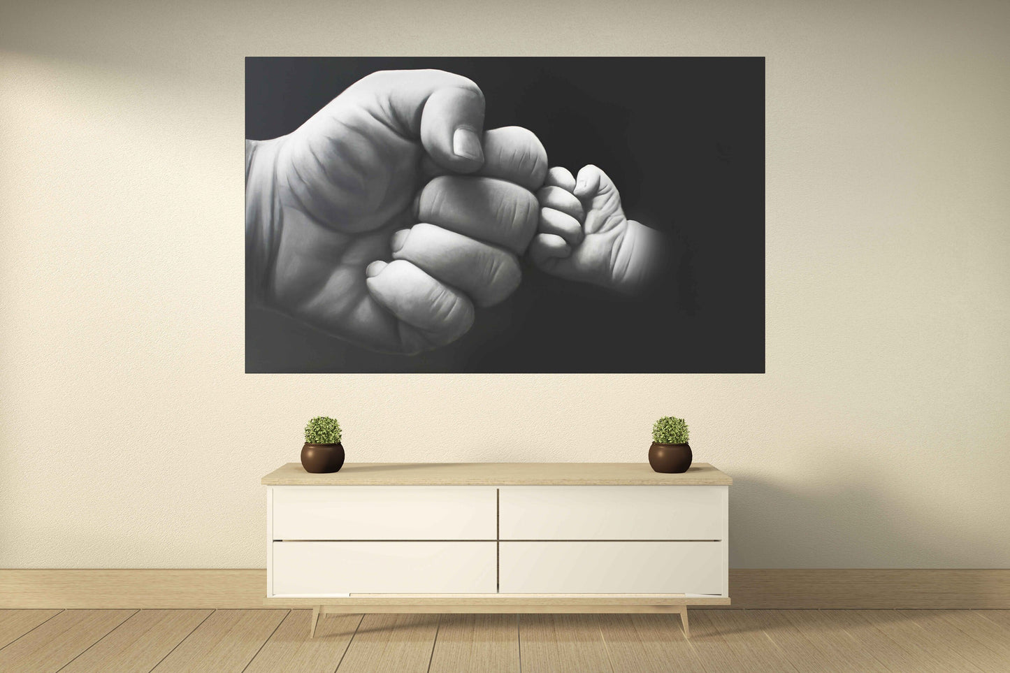 Modern wall art, canvas painting, black and white art, arm hand wall art, multi panel wall art, 3 panel wall art, baby nursery wall art