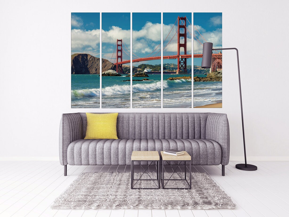 Golden gate bridge print San francisco wall art California wall art home wall decor  Blue sea wall art Sea waves art