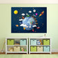 Kids space Nursery Playroom wall decor adventure Baby Kids wall print 3d space art canvas painting extra large Multi panel canvas