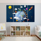 Kids space Nursery Playroom wall decor adventure Baby Kids wall print 3d space art canvas painting extra large Multi panel canvas