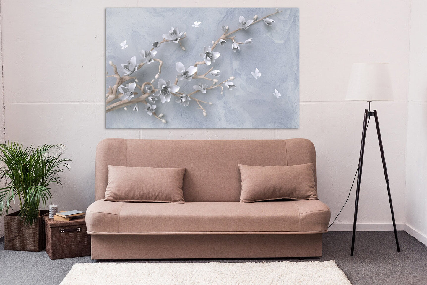 Sakura wall art deco, flower wall art, boho wall art, asian wall art, extra large wall art, floral canvas wall art, boho room decor