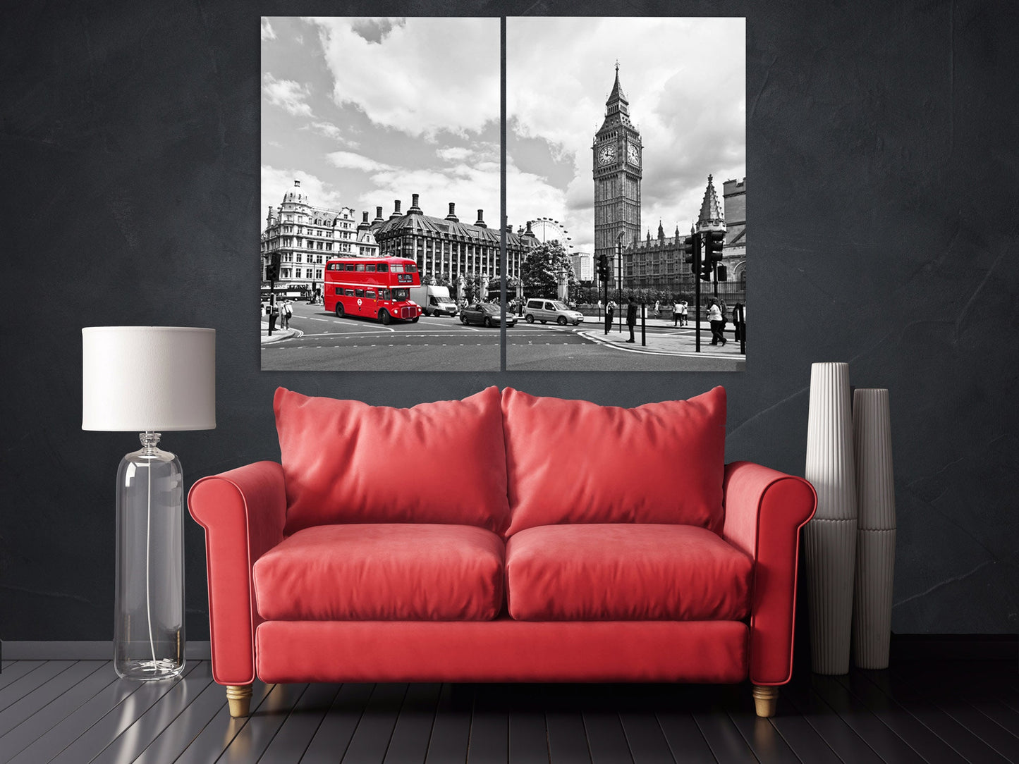 London wall art paintings on canvas, home wall decor, big ben wall decal, city multi panel wall art, canvas print, bathroom wall decor