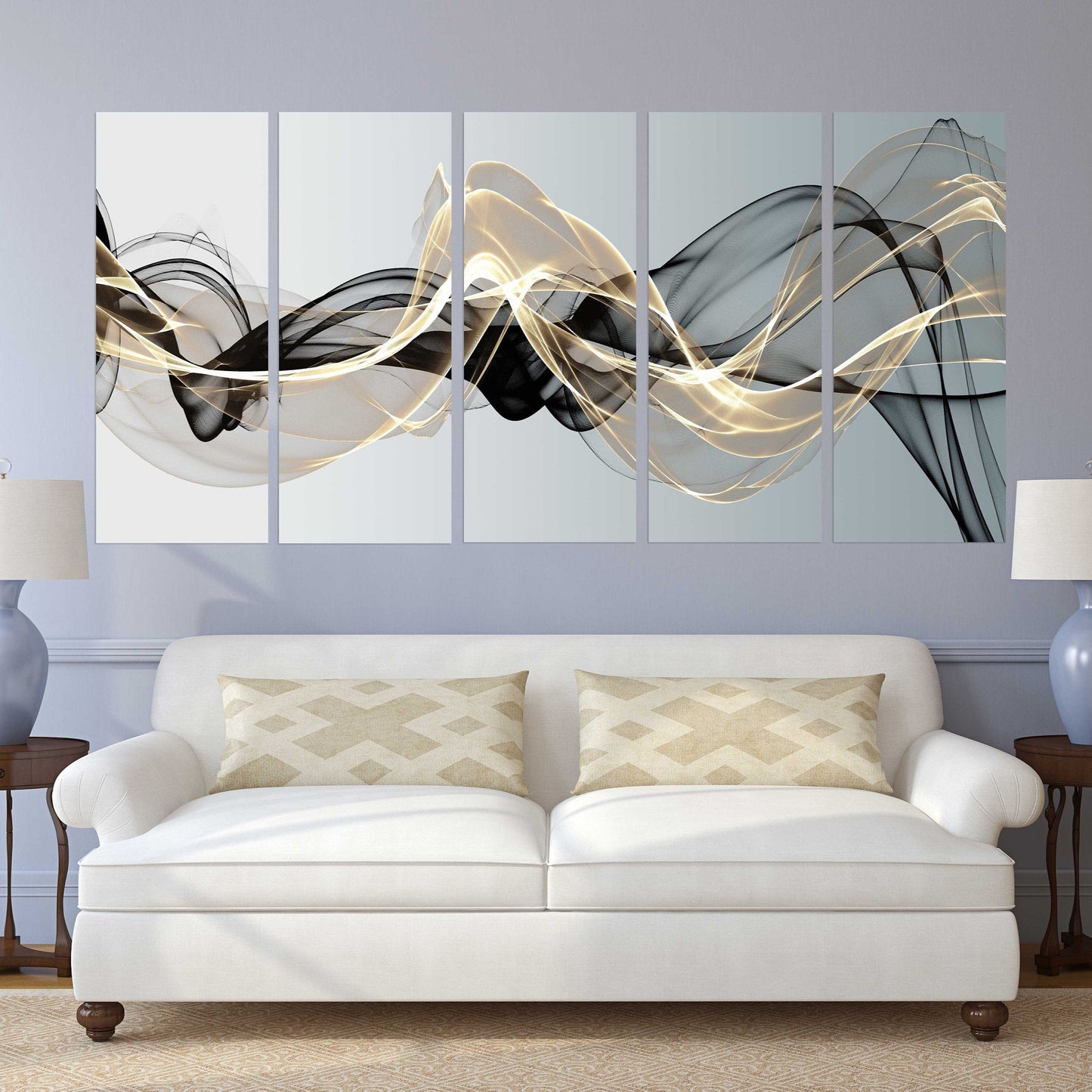 Modern abstract art Black and white art Multi panel canvas room wall decor Abstract wall art Abstract painting Extra large wall art