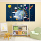 Kids space Nursery Playroom wall decor adventure Baby Kids wall print 3d space art canvas painting extra large Multi panel canvas