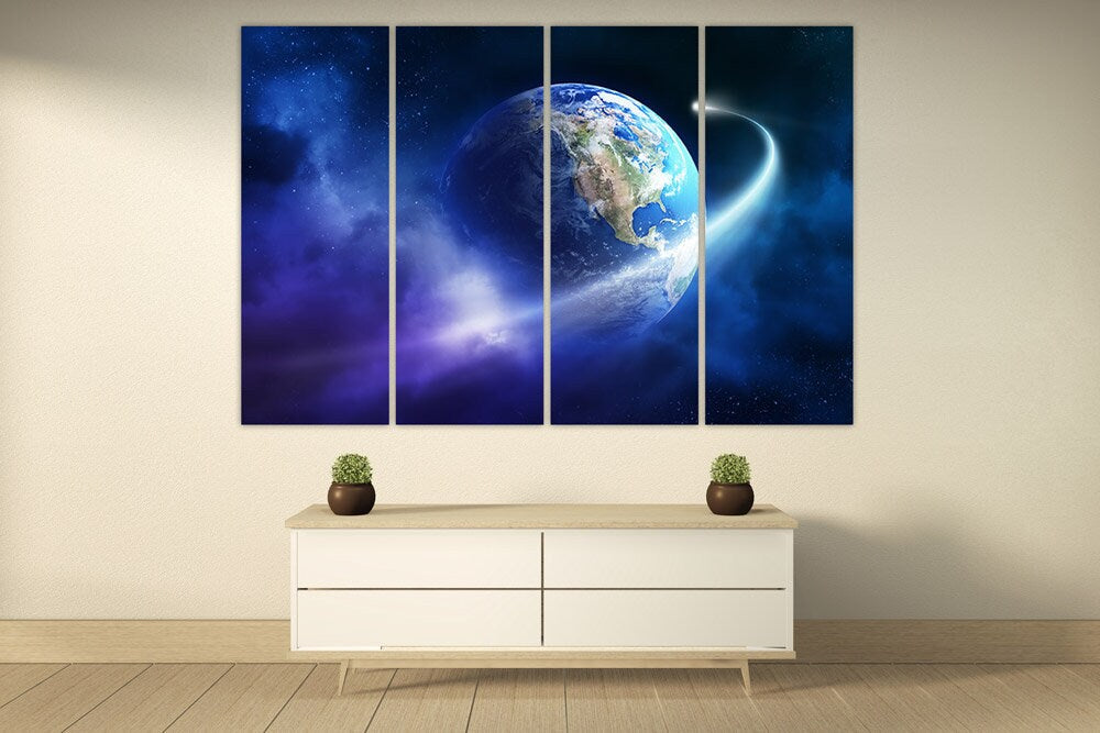 Сosmos wall art paintings on canvas outer space decor home wall decor canvas painting bedroom wall decor Moon multi panel wall art