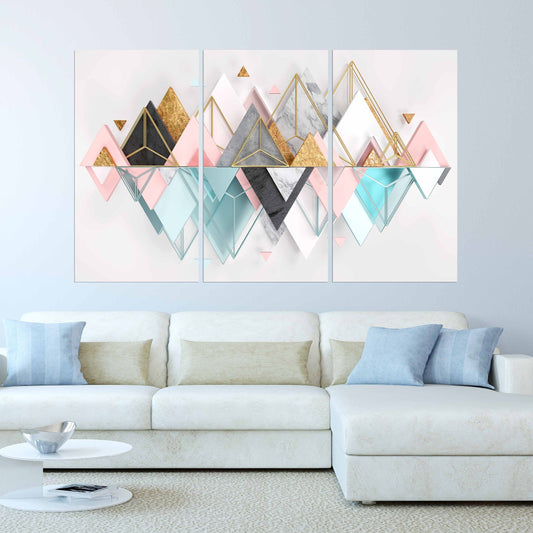 Geometric wall art Abstract wall art paintings on canvas Home wall decor Canvas painting Huge wall art Multi panel wall art