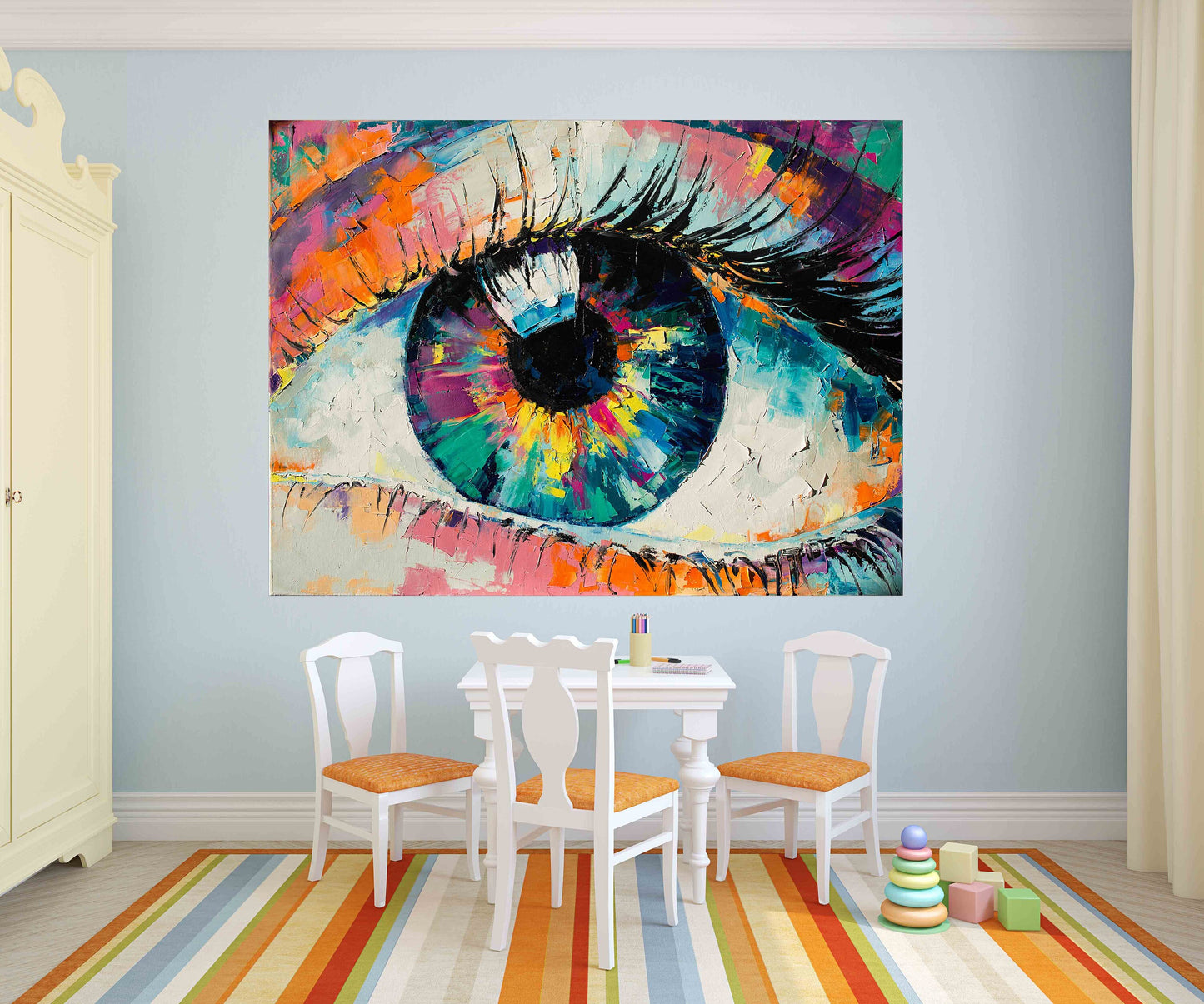 Eye print framed optometry wall art Eye Oil Painting print Optometry Decor Modern print on canvas Colorful wall art Optical Print