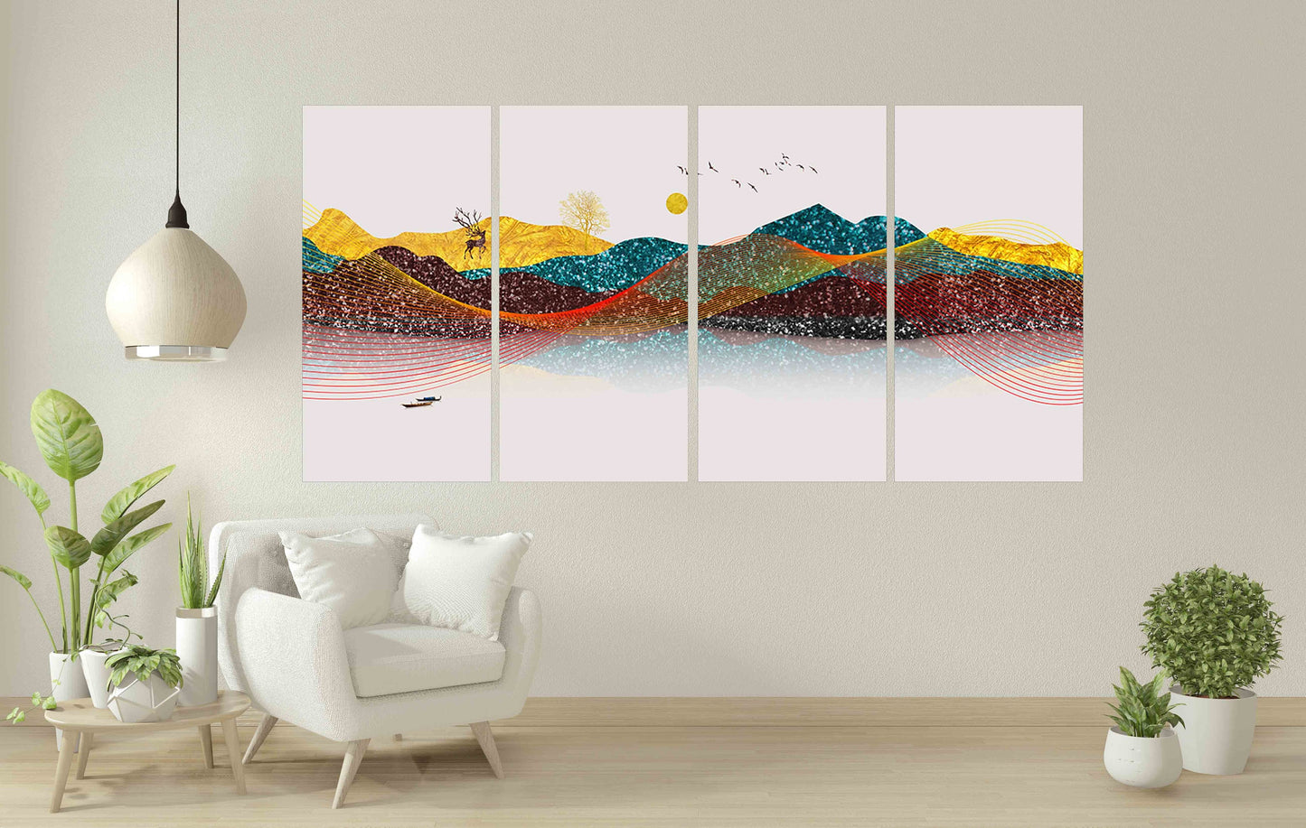 Mountain line art wall print Modern abstract art Abstract art print Multi panel canvas room wall decor Abstract wall art Abstract painting