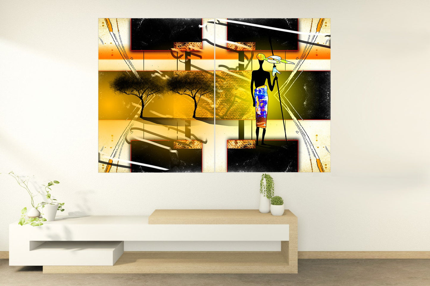 African ethnic retro illustration Abstract African wall art Masai canvas print african canvas art painting Masai painting Whimsical art