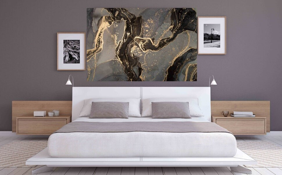 Black and gold marble wall art set Grey marble wall art Exclusive popular marble art Gold grey wall art Modern abstract art