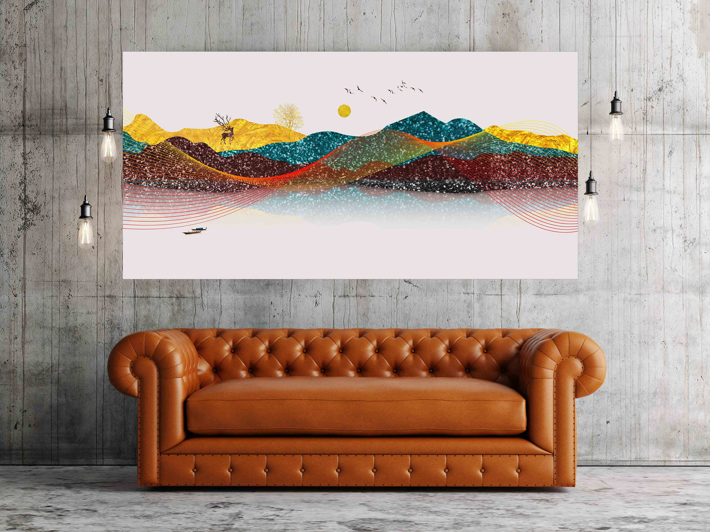 Mountain line art wall print Modern abstract art Abstract art print Multi panel canvas room wall decor Abstract wall art Abstract painting