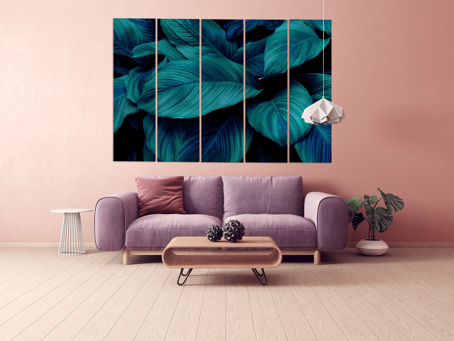 Huge Tropical leaves wall art paintings on canvas Home farmhouse wall decor canvas painting floral canvas wall art