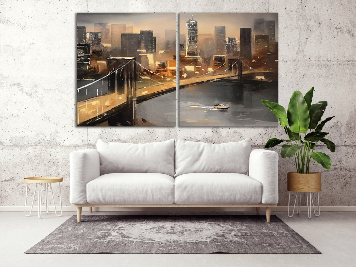 New york city extra large multi panel wall art American bridge home wall decor framed art print large canvas oil painting