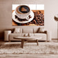 Coffee cup art print Kitchen Rustic wall coffee decor Extra large wall art Multi panel canvas painting coffee lover gift