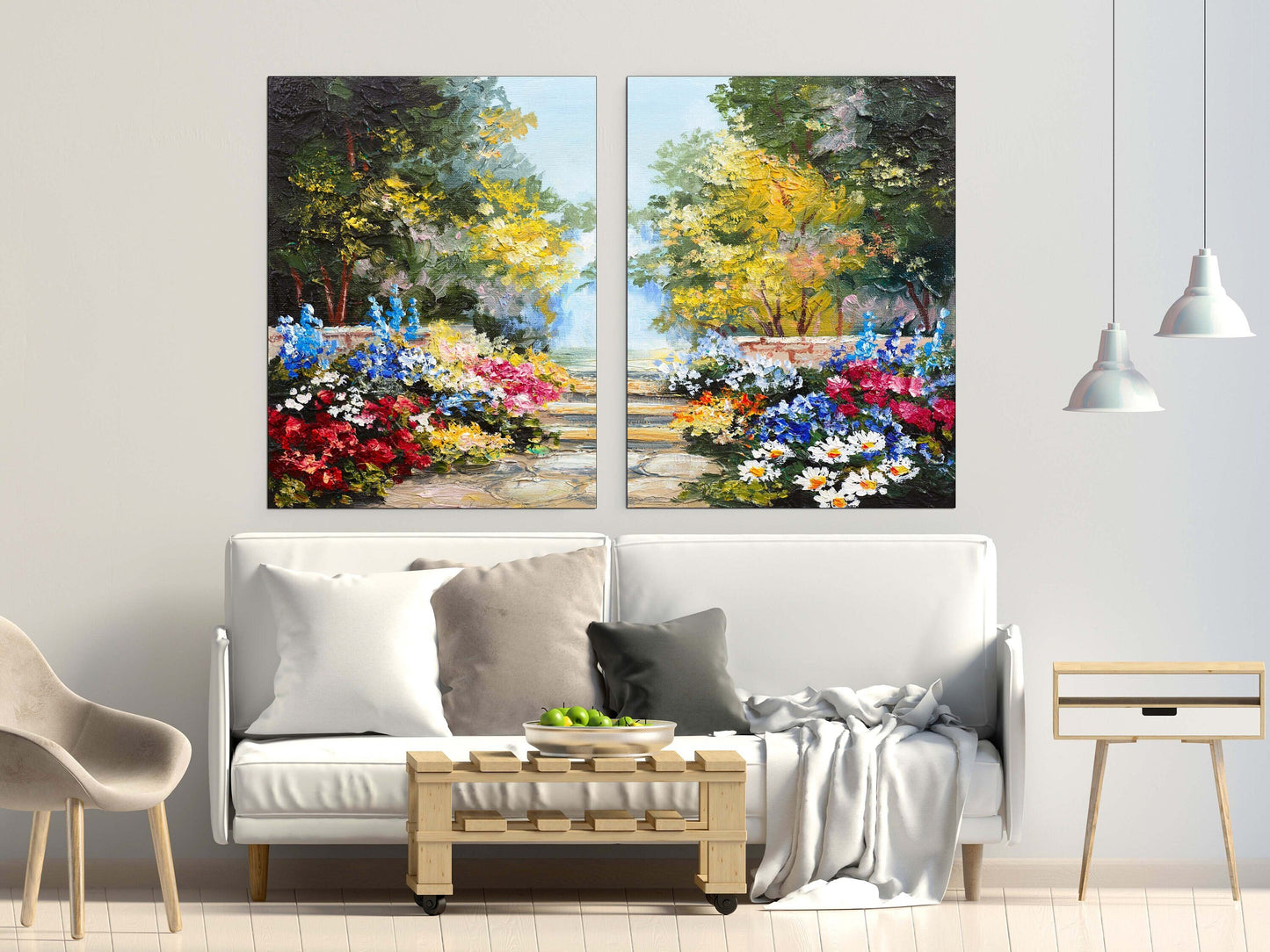 Flower wall decor paintings on canvas, Nature painting, home wall decor, wood wall art, multi panel wall art, landscape painting prints