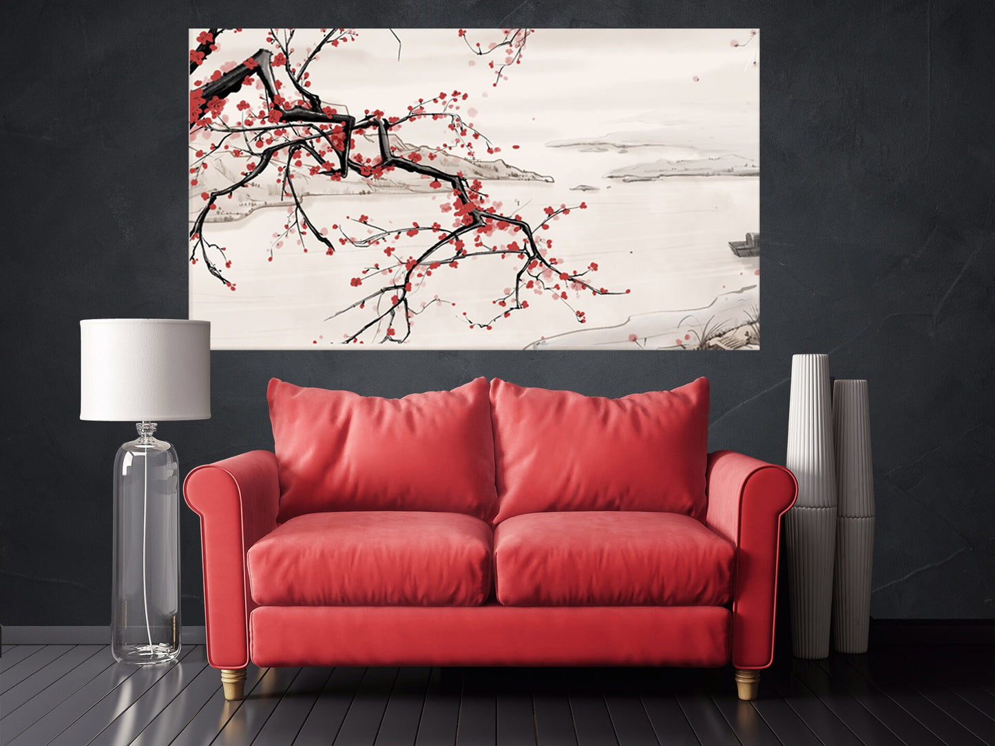 Sakura bonsai tree Sakura blossoms Floral wall decor asian japanese prints wall art canvas huge wall art