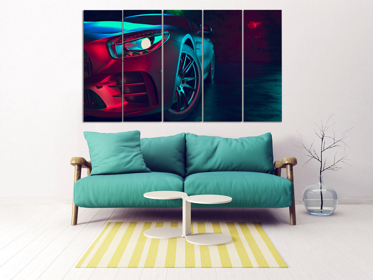 Car horizontal wall art boy nursery wall decor framed canvas paintings bedroom wall decoration multi panel printable wall art set