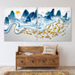 Goldfish print Gapanese wall art Mountain wall decal Blue ridge mountains line art wall print Modern abstract canvas painting