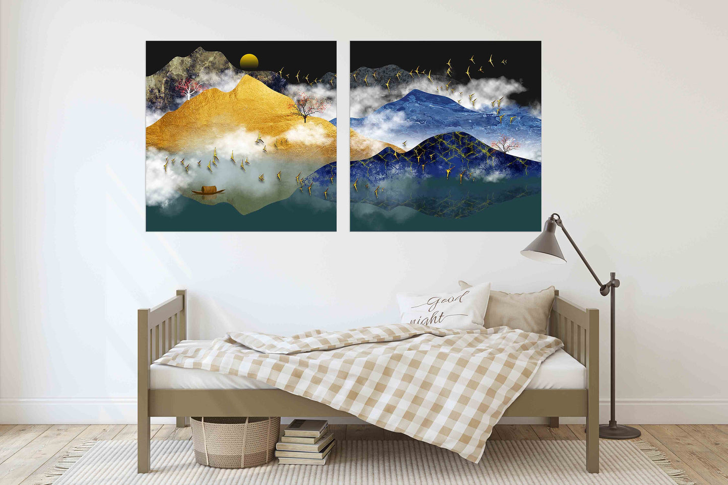 Mountains are calling Stained glass mountains Smoky mountains wall art 3 panel canvas Rocks and mountains Canvas painting Home wall decor