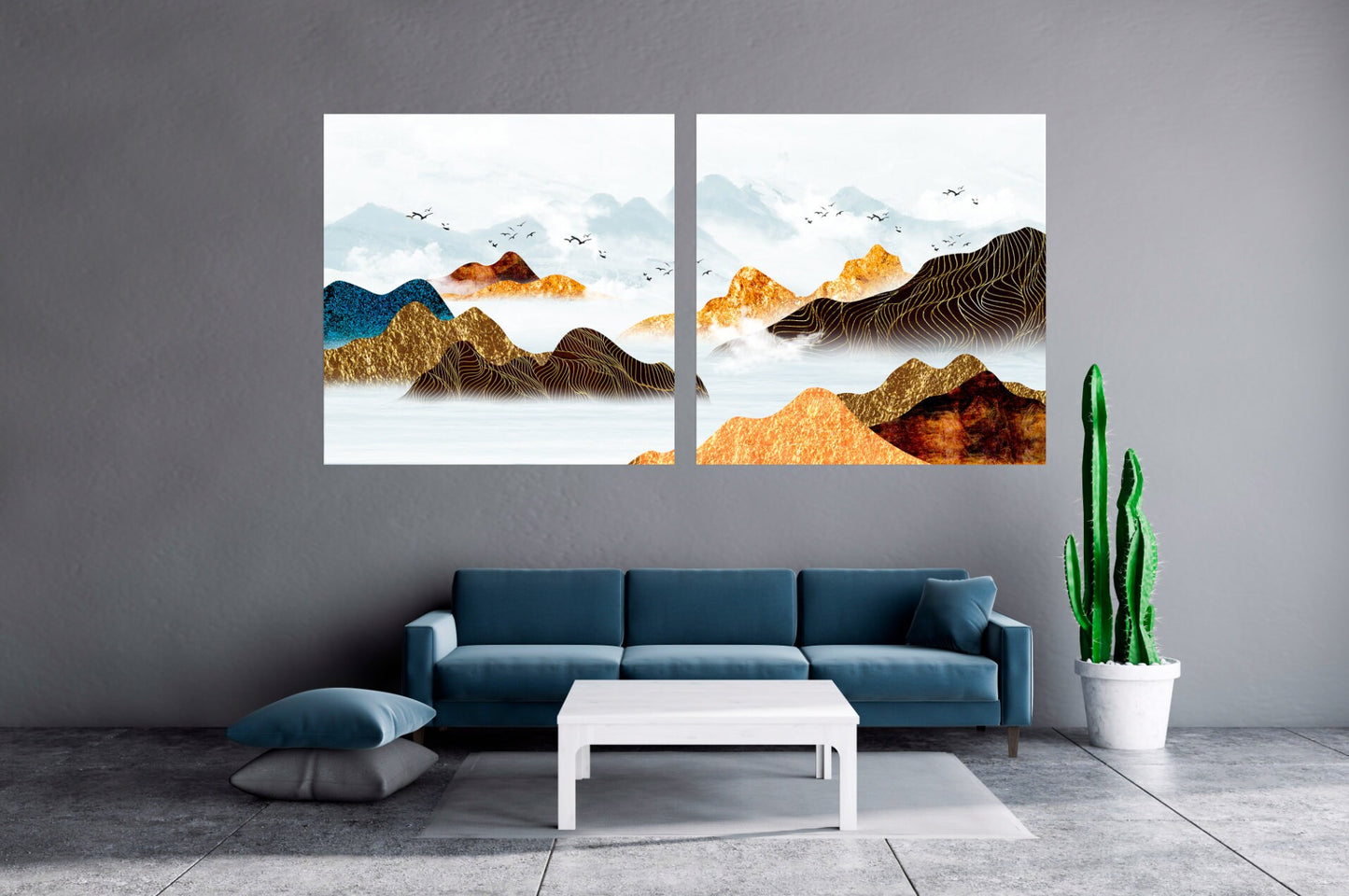 Mountain lake painting original art lake Framed wall art mountains Canvas painting Home wall decor Rocks and mountains 3 piece frame canvas