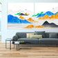 Mountain lake painting original art lake Framed wall art mountains Canvas painting Home wall decor Rocks and mountains 3 piece frame canvas