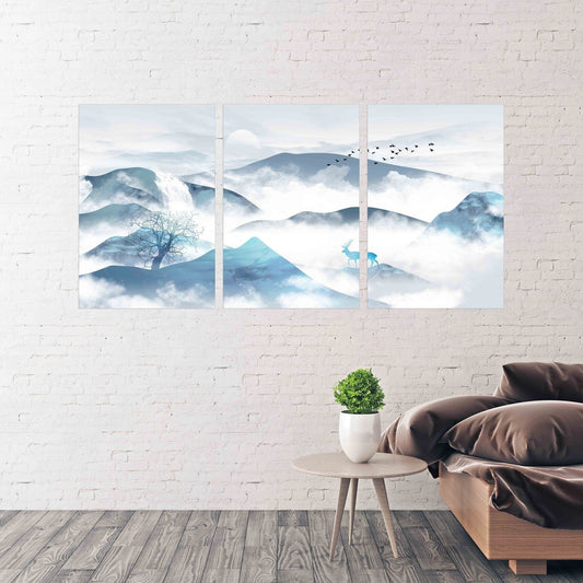 Blue ridge mountains wall art Smoky mountains wall art Outdoors mountains wall art Deer printable Canvas painting