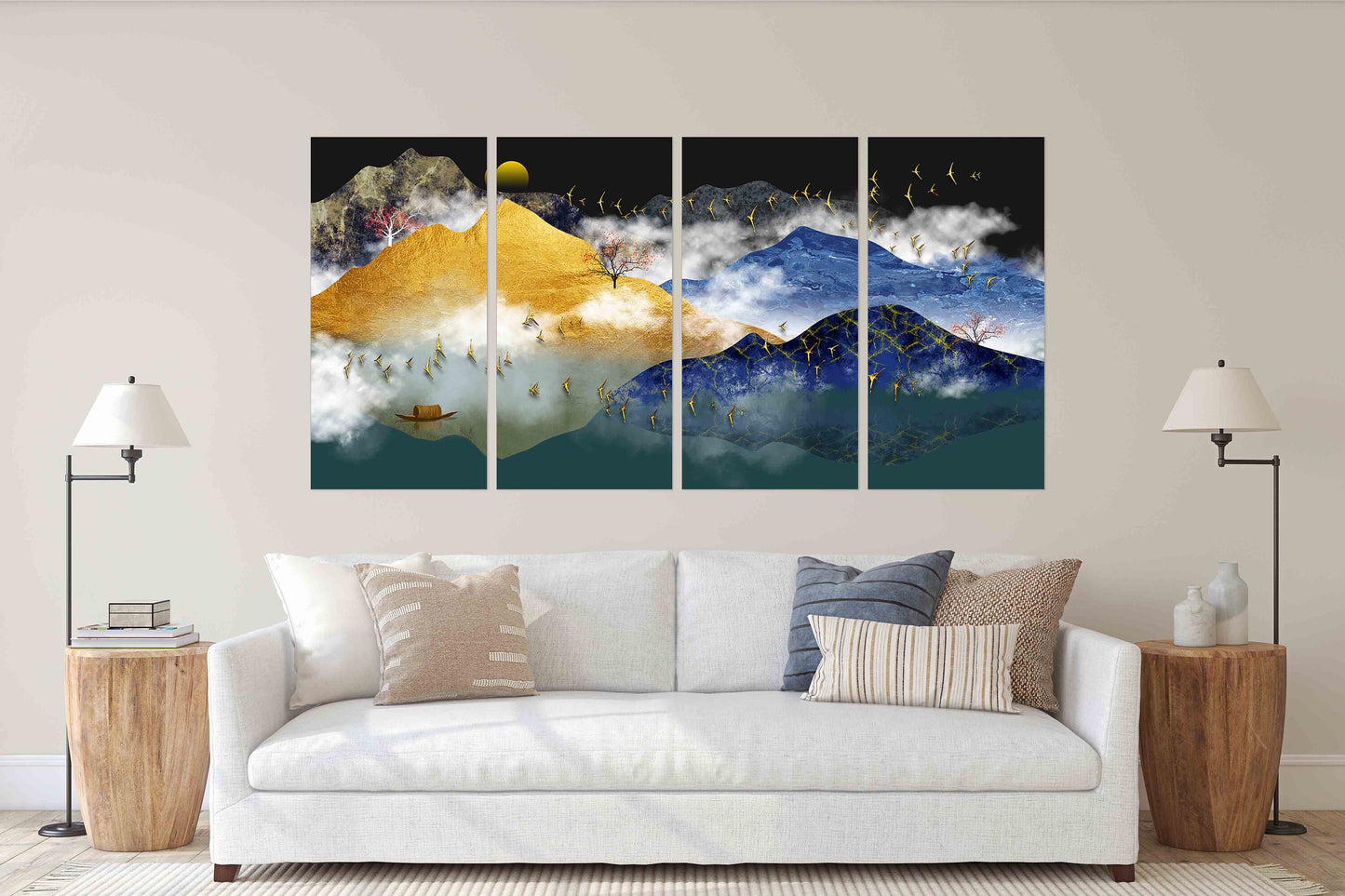 Mountains are calling Stained glass mountains Smoky mountains wall art 3 panel canvas Rocks and mountains Canvas painting Home wall decor