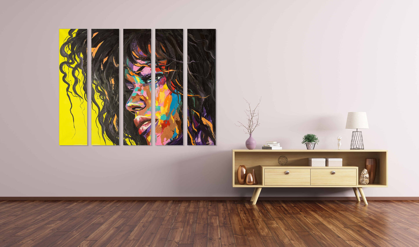 African canvas art African american bright wall art Multi panel extra large canvas art painting Afro woman Trendy wall art