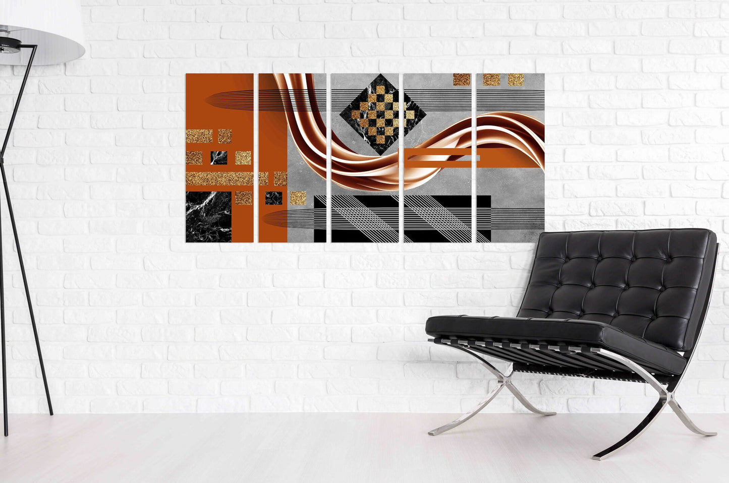 Home wall decor Canvas painting Large panel wall art Picture frames Checkered decor Abstract expressionist