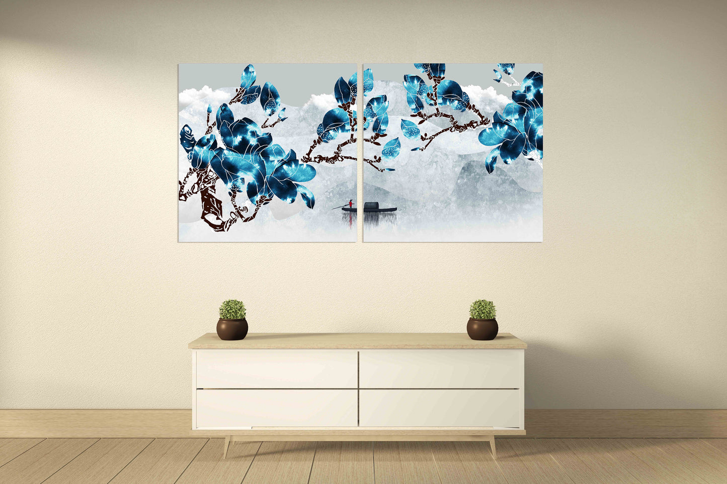 Flower wall panel Sakura blossoms Japanese wall art Canvas painting Home wall decor 3 piece frame canvas Asian wall art