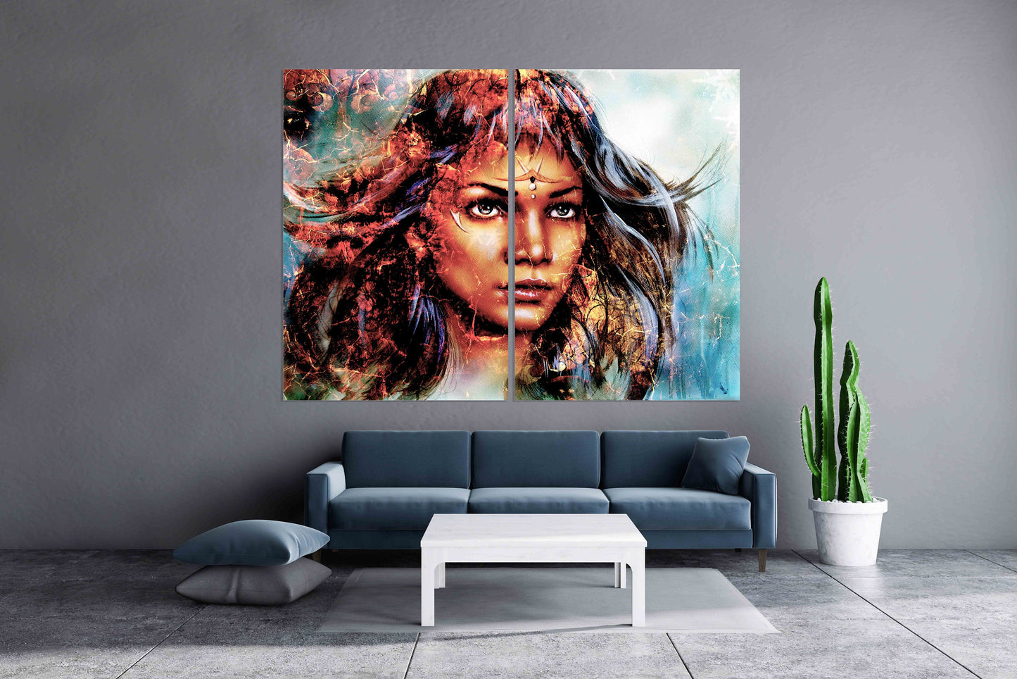 Indian canvas art Indian woman art multi panel extra large canvas art painting Native Indian Poster framed art print