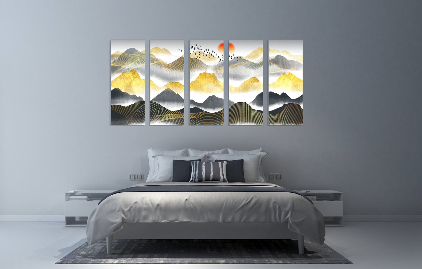 Great smoky mountains wall art  Abstract canvas painting Bedroom 3 prints mountains Abstract art print Multi panel canvas wall art