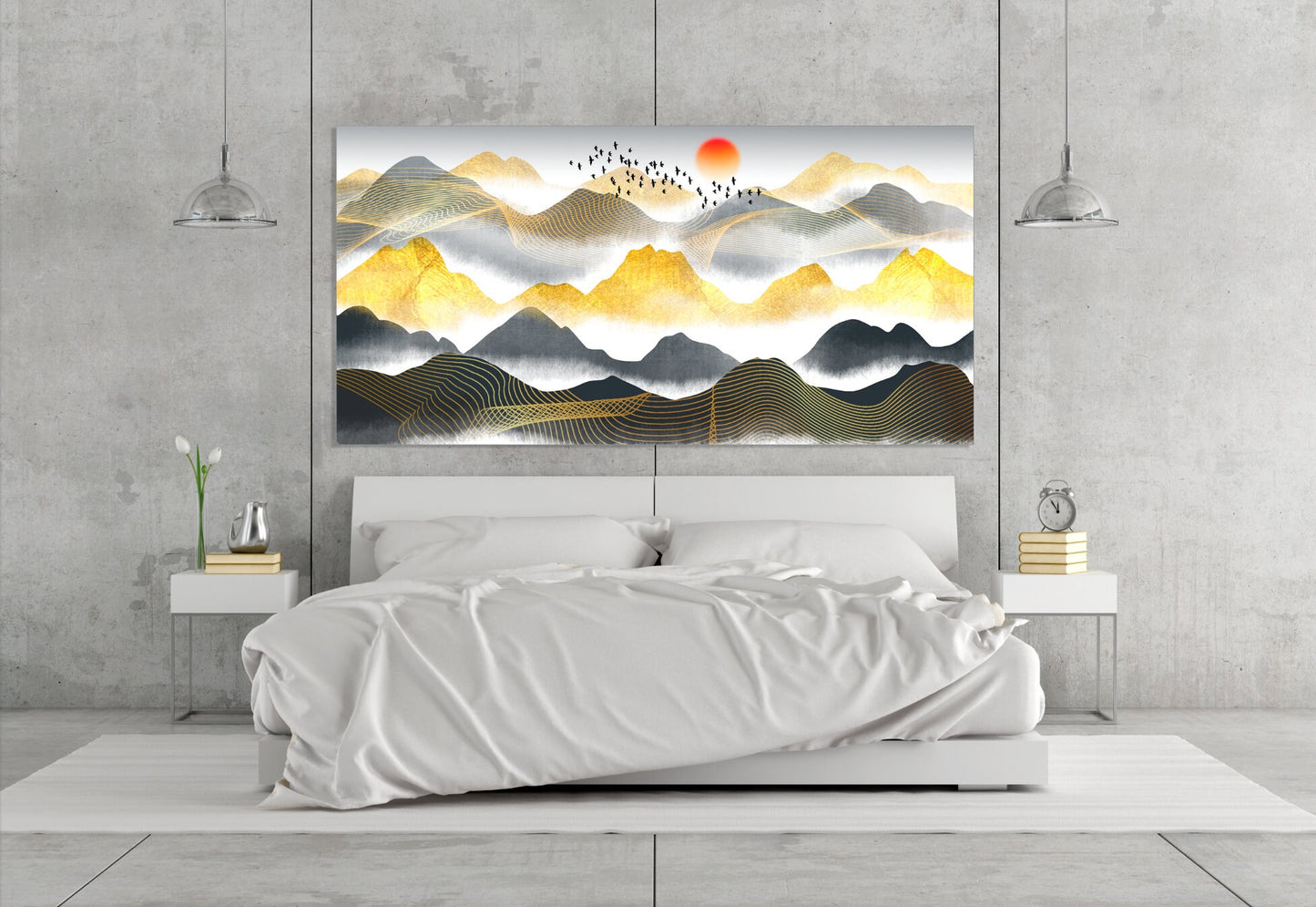 Great smoky mountains wall art  Abstract canvas painting Bedroom 3 prints mountains Abstract art print Multi panel canvas wall art