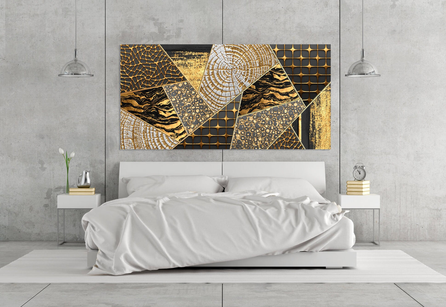 Multi panel canvas Abstract painting Black and gold canvas Trendy Abstract wall art print room wall decor Extra large wall art